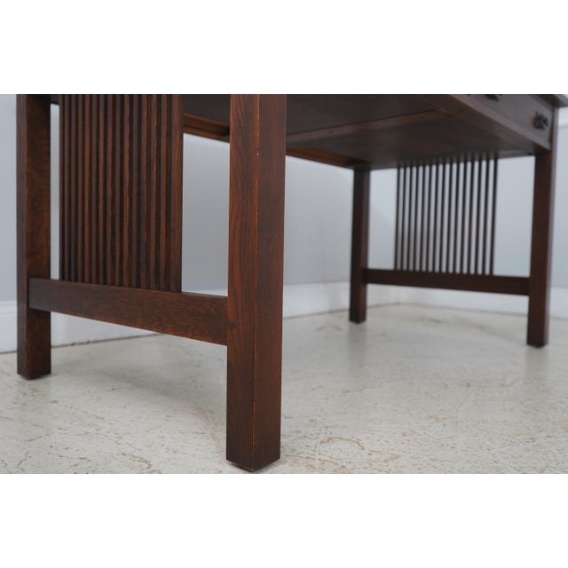 Stickley Mission Oak Spindle Writing Desk For Sale - Image 9 of 18