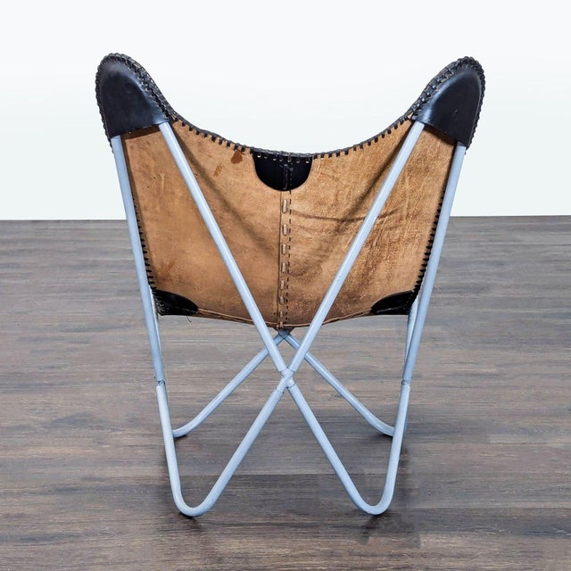 Butterfly Lounge Chair With Leather Seat and Metal Frame For Sale In San Francisco - Image 6 of 8