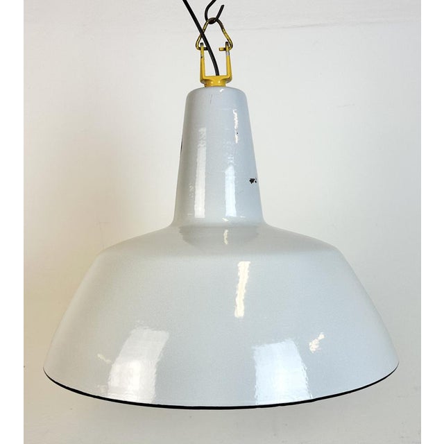Industrial Grey Enamel Factory Pendant Lamp from Philips, 1960s For Sale - Image 12 of 16