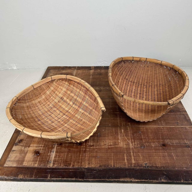 1950s Vintage Japanese Kago Zaru Drying Baskets, 1950s, Set of 2 For Sale - Image 5 of 17