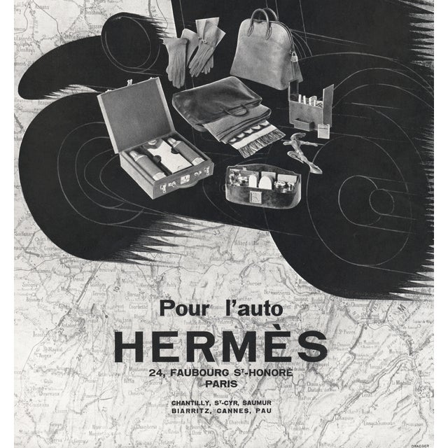 Contemporary 1928 Hermès Art Deco French Advertisement Print-Automobile Travel Products For Sale - Image 3 of 3