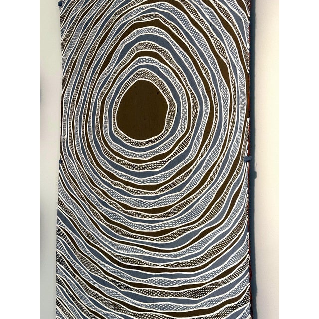 Contemporary Aboriginal Art on Bark by Gunybi Ganambarr Provenance For Sale - Image 9 of 17
