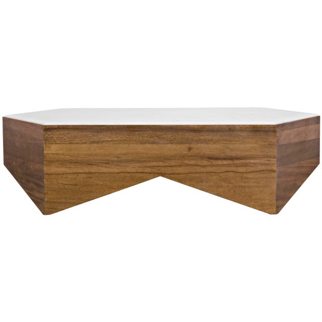 Amsterdam Coffee Table in Dark Walnut in Walnut and Quartz For Sale In Los Angeles - Image 6 of 6