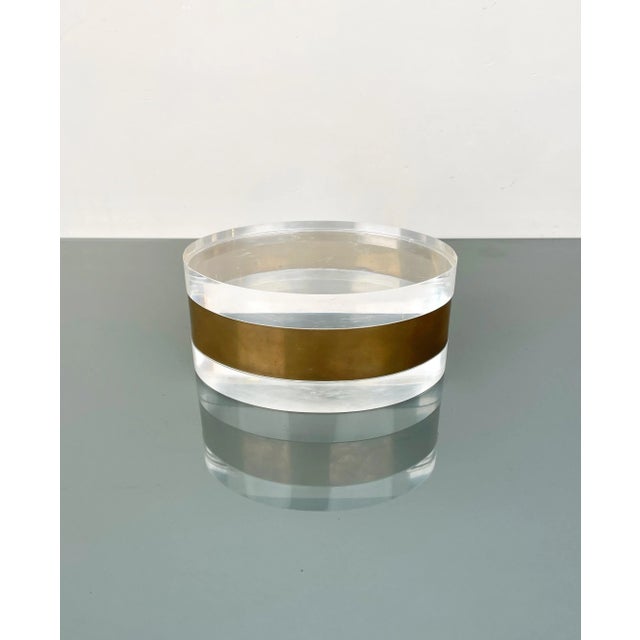 Italian Oval Decorative Box in Acrylic Glass and Brass, 1970s For Sale - Image 3 of 11
