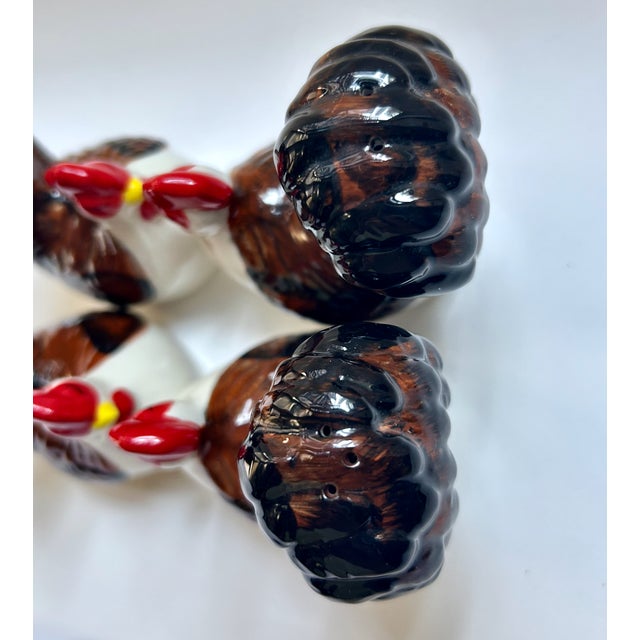 1970s Magnetic Glazed Ceramic Turkey Salt & Pepper Shakers - Set of 4 For Sale - Image 13 of 18