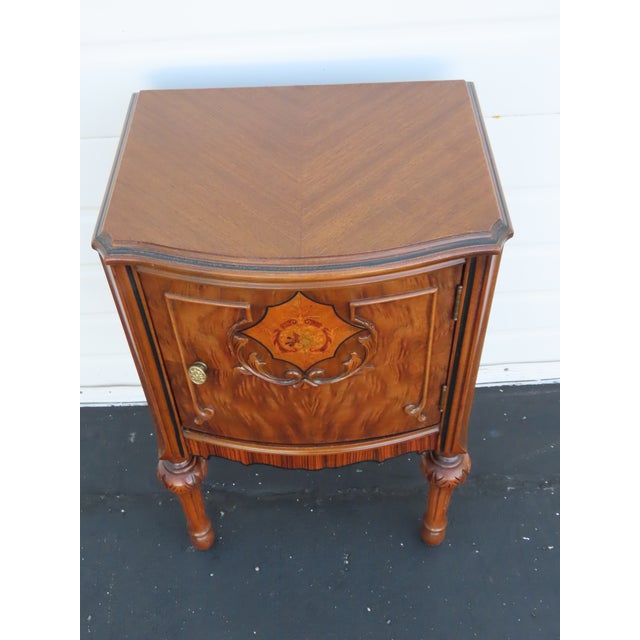 Jacobean Jacobean Early 1900s Inlay Tall Nightstand End Side Table 6609 For Sale - Image 3 of 13