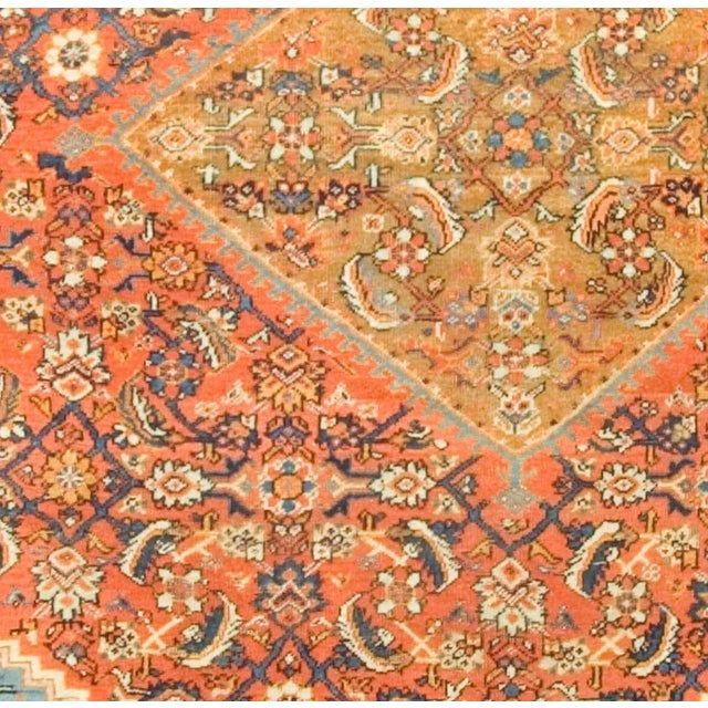 Orange Antique Circa 1900 Sultanabad Hand Knotted Rug 9' X 11' For Sale - Image 8 of 8