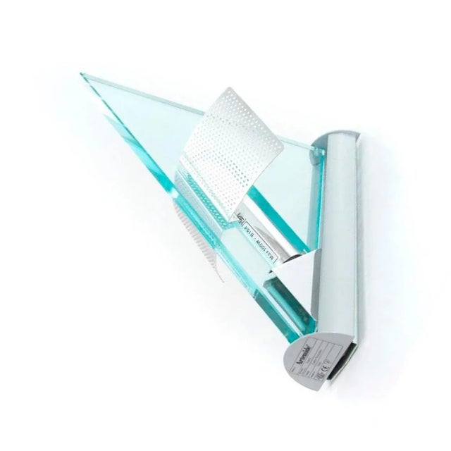 Silver Glass Aluminum Triangle Shaped Ikaro Wall Light by Carlo Forcolini for Artemide, 1984 For Sale - Image 8 of 14