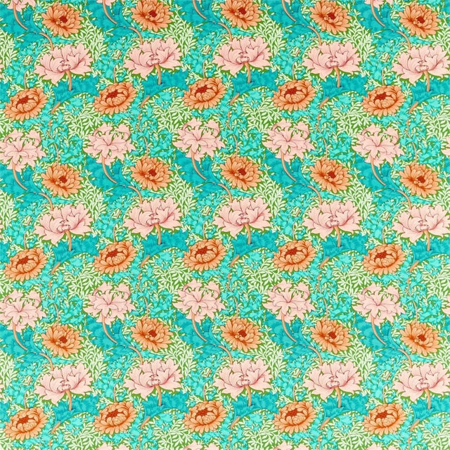 Morris & Co Chrysanthemum Fabric in Summer For Sale