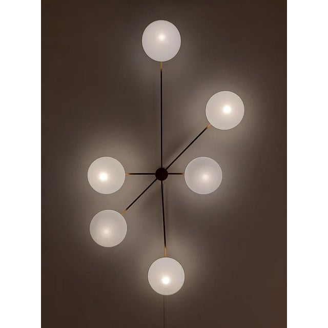 Mid-Century Modern Wall Lamp Model Six Runes Polished Brass in the style of Angel Lelii for Arredoluce For Sale - Image 3 of 11