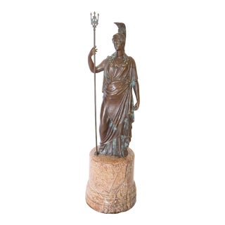 Theodore and Alexander Athena Goddess Bronze Statue With Marble Base For Sale