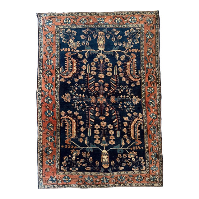 Antique Persian Sarouk Mohajeran Rug 3'2" X 4'7" For Sale