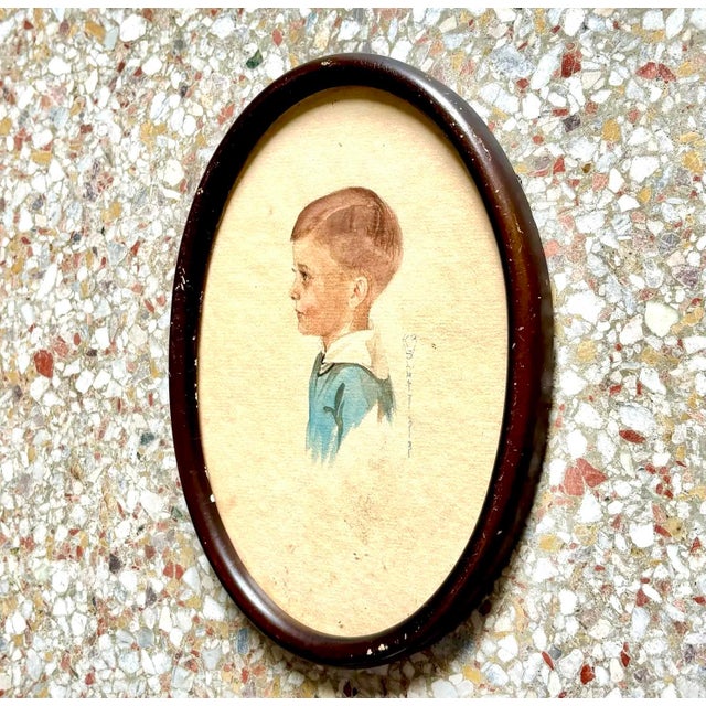 Vintage Children Portrait Duo in Oval Frame - Set of 2 For Sale In West Palm - Image 6 of 7