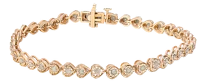 10K Rose Gold Plated .925 Sterling Silver 1.0 Cttw Miracle Set Diamond Heart-Link 7" Tennis Bracelet (I-J Color, I2-I3 Clarity)