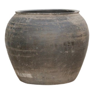 Vintage Moss Charcoal Clay Pot For Sale