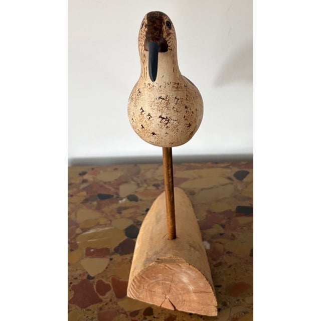 Vintage Hand Carved and Painted Wooden Shorebird, Folk Art For Sale In New York - Image 6 of 7