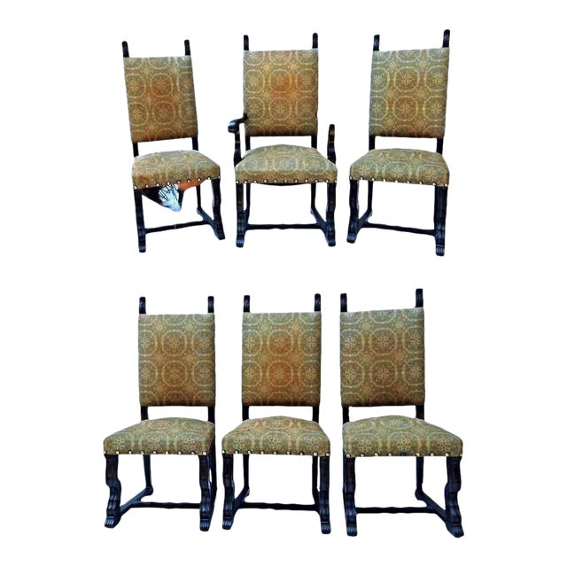 Spanish Style Mahogany Antique Dining Chairs Set of 6 Chairish