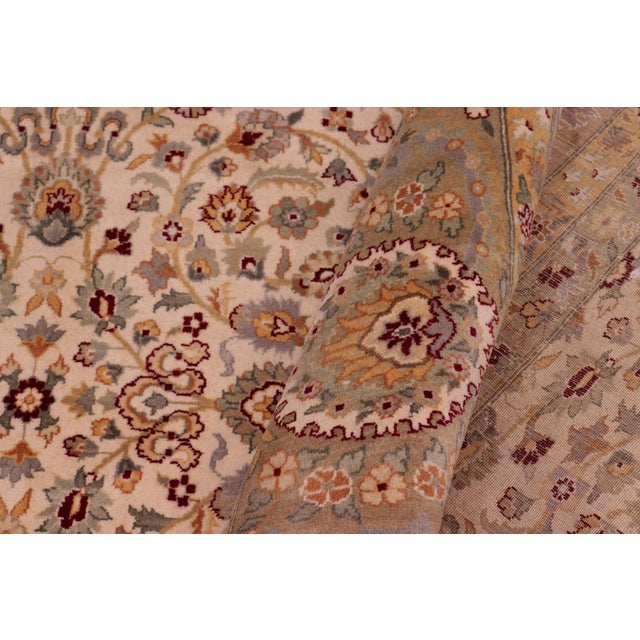 Textile Traditional 1990's Floral Pak-Persian Ivory/Green Wool Rug - 7'11'' X 10'1'' For Sale - Image 7 of 9