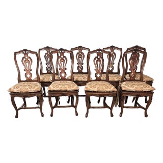 Set of Eight Italian Fruitwood Provincial Dining Chairs, Circa 1920 For Sale