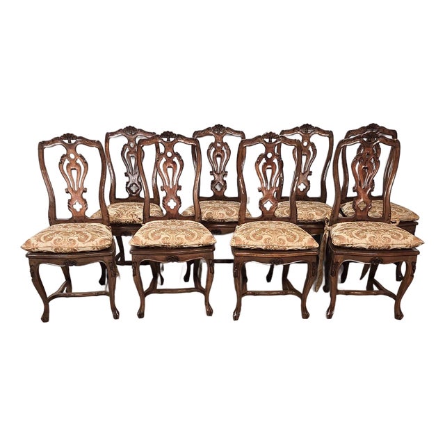 Set of Eight Italian Fruitwood Provincial Dining Chairs, Circa 1920 For Sale