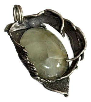 Large Handmade Sterling Silver & Jade Pendant