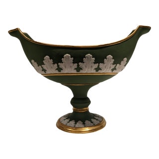 Vintage Italian Green Jasperware Decorative Bowl For Sale