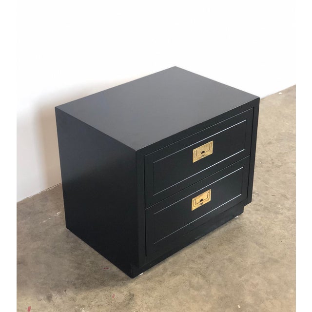 2 Drawer Henredon Black Lacquered Campaign Chest Chairish