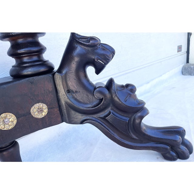 1920s Neo-Renaissance Historic Revival Style Black and Brown Console Table, Late 19th-Early 20th Century For Sale - Image 5 of 18