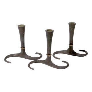 Set of Three Mid Century Danish Modern Candlesticks Quistgaard for Dansk 1960's For Sale