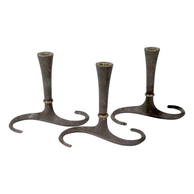 Set of Three Mid Century Danish Modern Candlesticks Quistgaard for Dansk 1960's For Sale