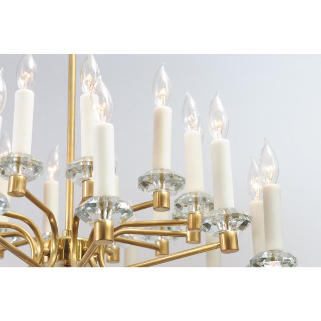 1950s 24-Light Crystal & Brushed Brass Chandelier in Manner of Sciolari For Sale - Image 14 of 14