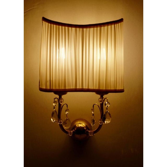 Brass Wall Lights with Glass Crystal Decorations, Austria, 1936, Set of 2 For Sale - Image 6 of 18