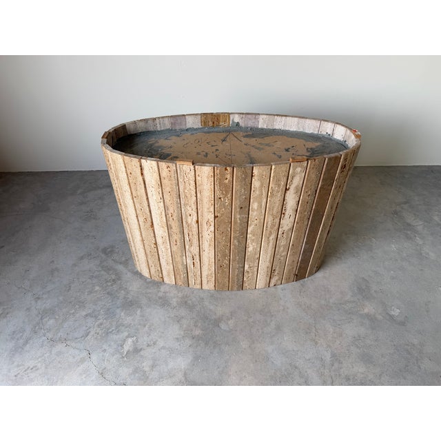 1980’s Vintage Italian Postmodern Travertine Dining Table With Sculptural Base For Sale - Image 4 of 18