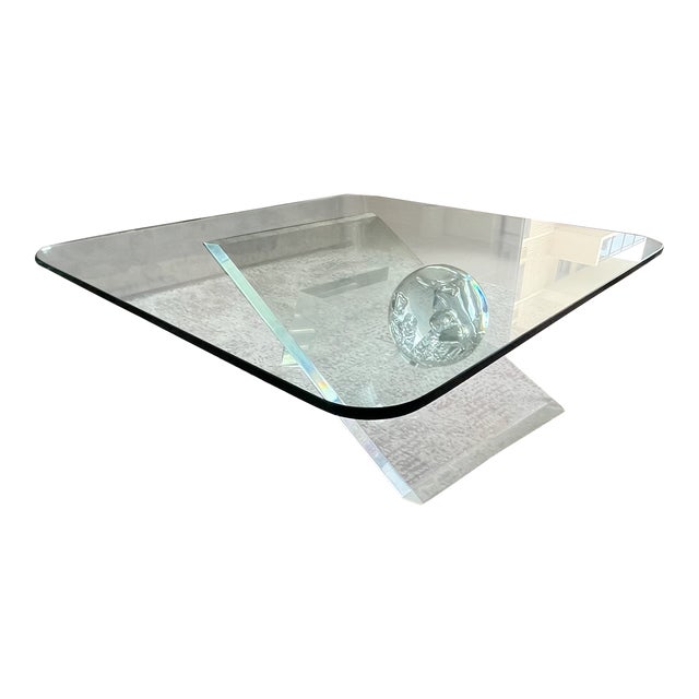 Vintage Lucite and Glass Coffee Table For Sale