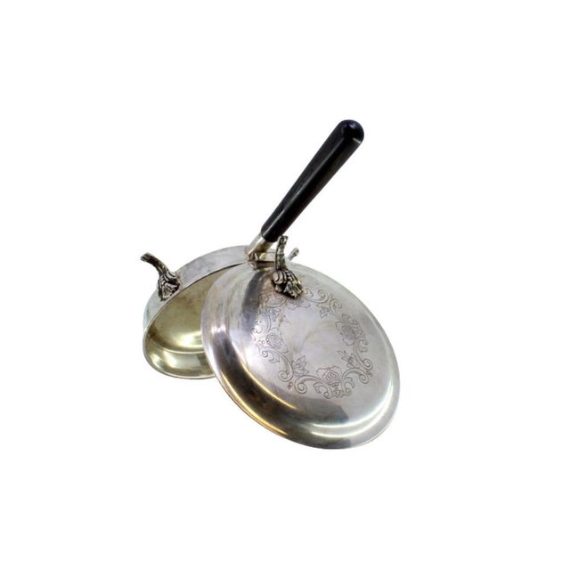 Silver Whisk with Floral Motifs Engraved Lid, Raised Feet and Wooden Handle For Sale - Image 10 of 10