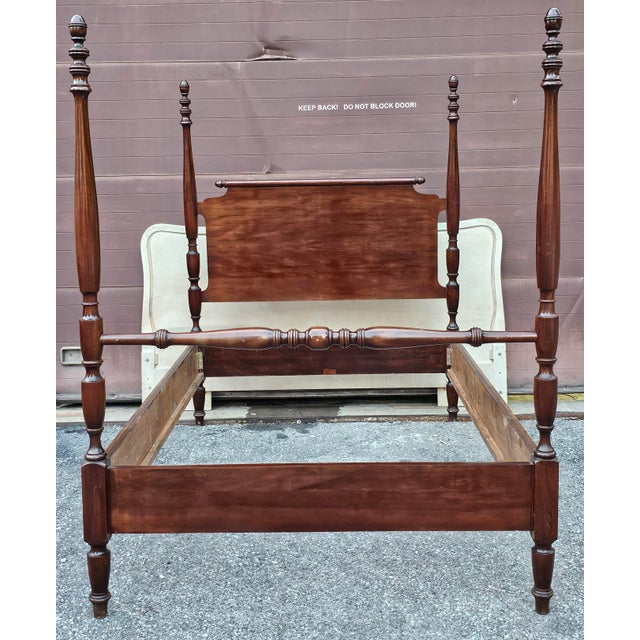 A 19th Century Federal Style Mahogany Poster Three Quater Size Bedframe Measures 55" in width , 80.5" in Height to the top...
