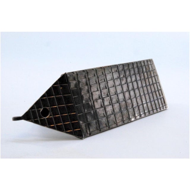 Silver Triangular Silver Toothpick Holder with Geometric Figures and Opening in the Lid For Sale - Image 8 of 10