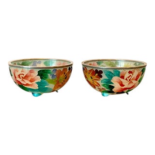 Pair of Early Japanese Plique-a-Jour Bowls from Nagoya For Sale