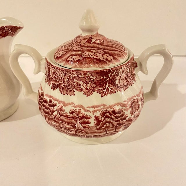 How quaint is this vintage ceramic set? Excellent vintage 1950s unmarked Wood & Son ceramic transferware creamer and...