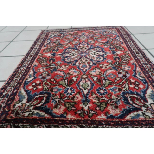 Textile 1960s Handmade Vintage Persian Sarouk Rug 1.9' X 2.6' (60cm X 81cm) For Sale - Image 7 of 10