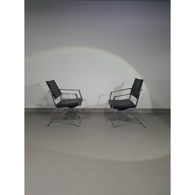 2 leather chrome folding chairs