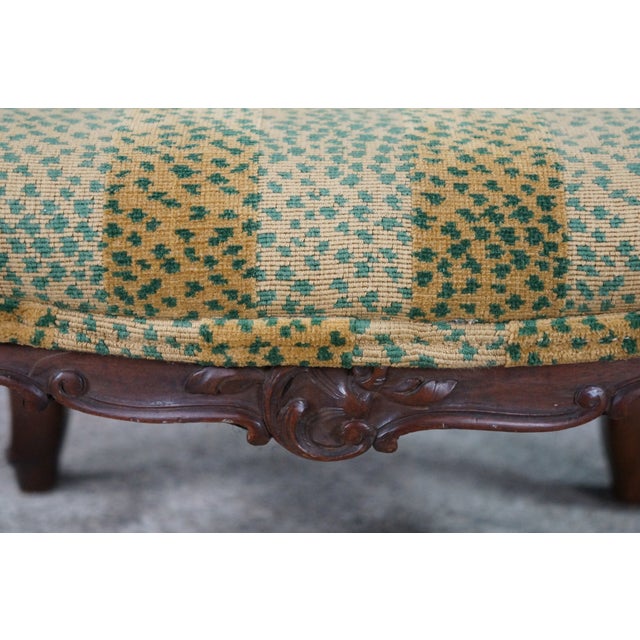 Early 20th Century Antique Louis XV French Provincial Walnut Foot Stool Ottoman & Pillow Leopard For Sale - Image 5 of 17
