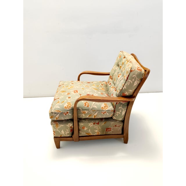 Wood Olive Green Armchairs with Walnut Frames attributed to Paolo Buffa, Italy, 1940s, Set of 2 For Sale - Image 7 of 15