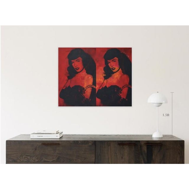 Bettie Page Pop Art Portrait. Material is 1/2 inch thick plywood. Ready to hang with signature at the back.