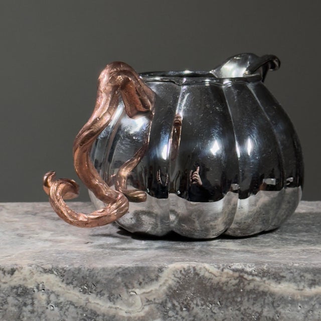 Postmodern Surrealist Silver Plated Cream and Sugar Container For Sale - Image 4 of 7