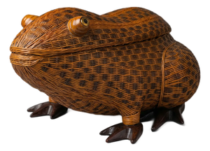 Vintage Woven Wicker Frog Storage Box