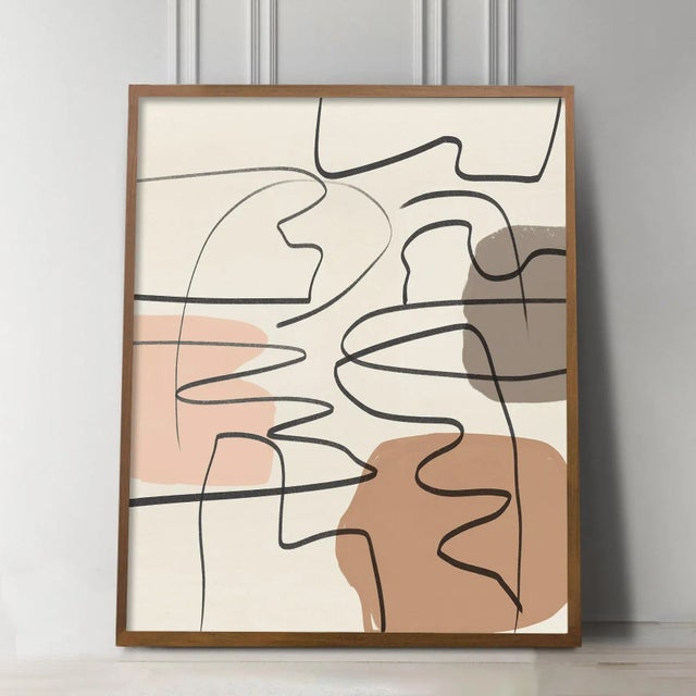 Mid-Century Modern Mid-Century Scandinavian Style Abstract in Muted Earth Tones Unframed Print For Sale - Image 3 of 7