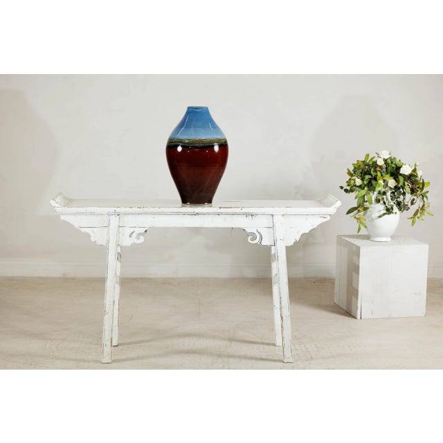 Ceramic Large Glazed Ceramic Vase with Blue, Green, and Brown Tones For Sale - Image 7 of 12