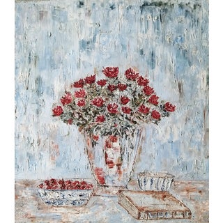 "The Roses" Contemporary Original Expressionist Still Life Painting For Sale