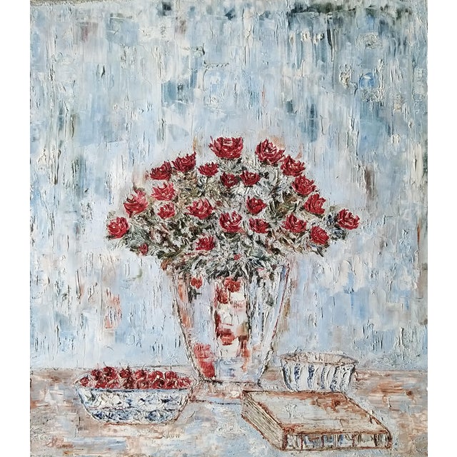"The Roses" Contemporary Original Expressionist Still Life Painting For Sale